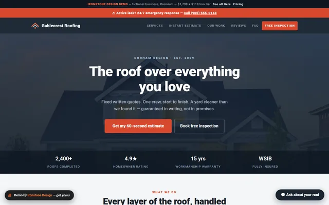Roofing demo website preview