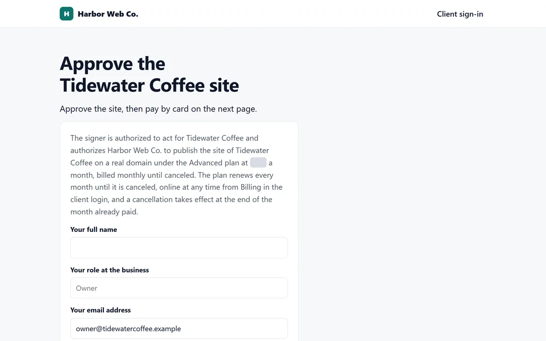 Client approval and payment portal under your own agency brand.
